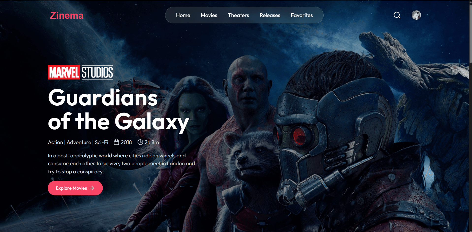 An image of the Zinema - A movie ticket booking app  project.