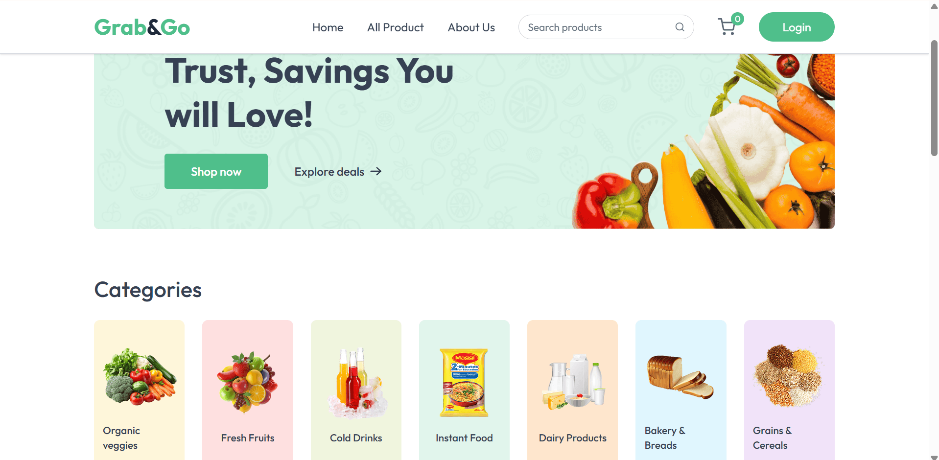 An image of the Grab&Go - A Grocery Delivery Platform  project.